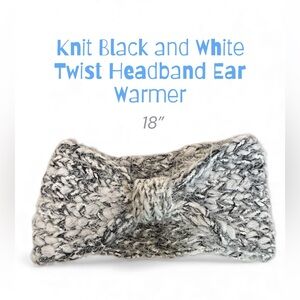 Black & White Knit Twist Headband | Chunky Ear Warmer | Cozy Winter Accessory